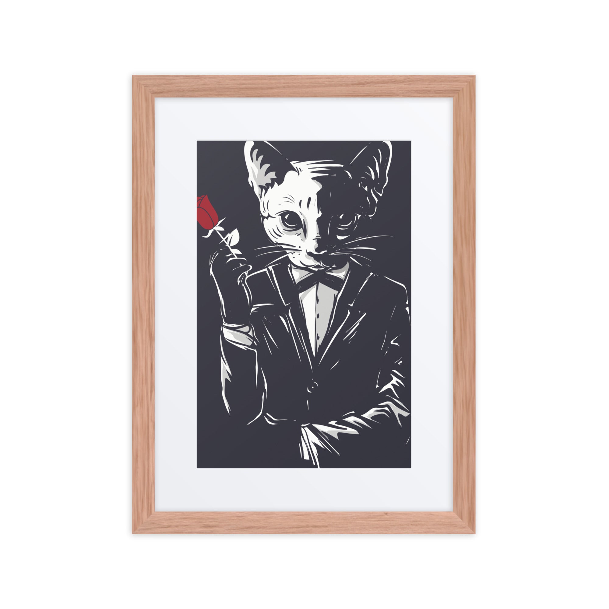 Dapper Cat framed poster wall art with rose