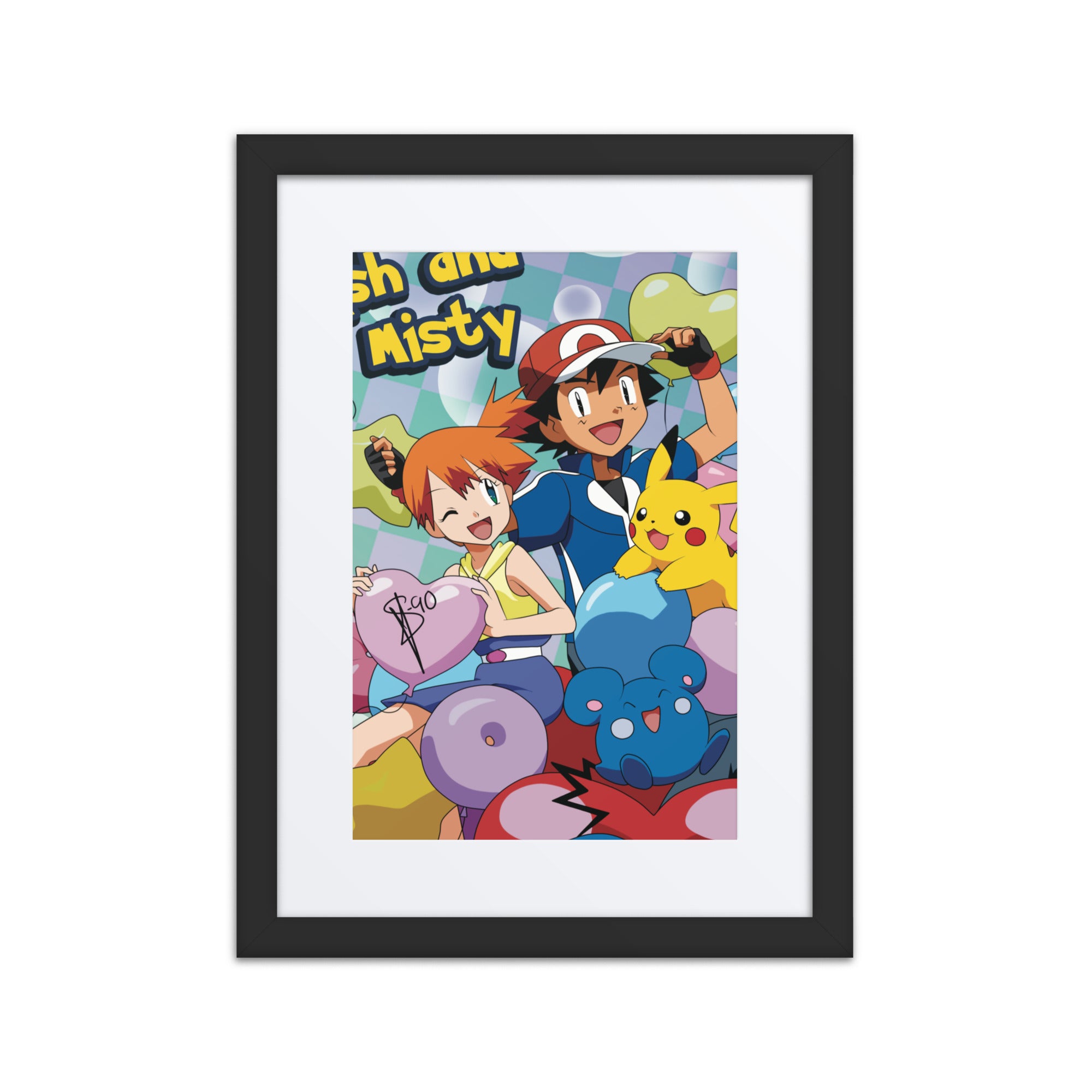 Dynamic Duo framed Pokémon poster featuring Ash and Misty