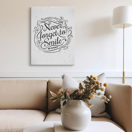 Never Forget to Smile Vintage Script Canvas
