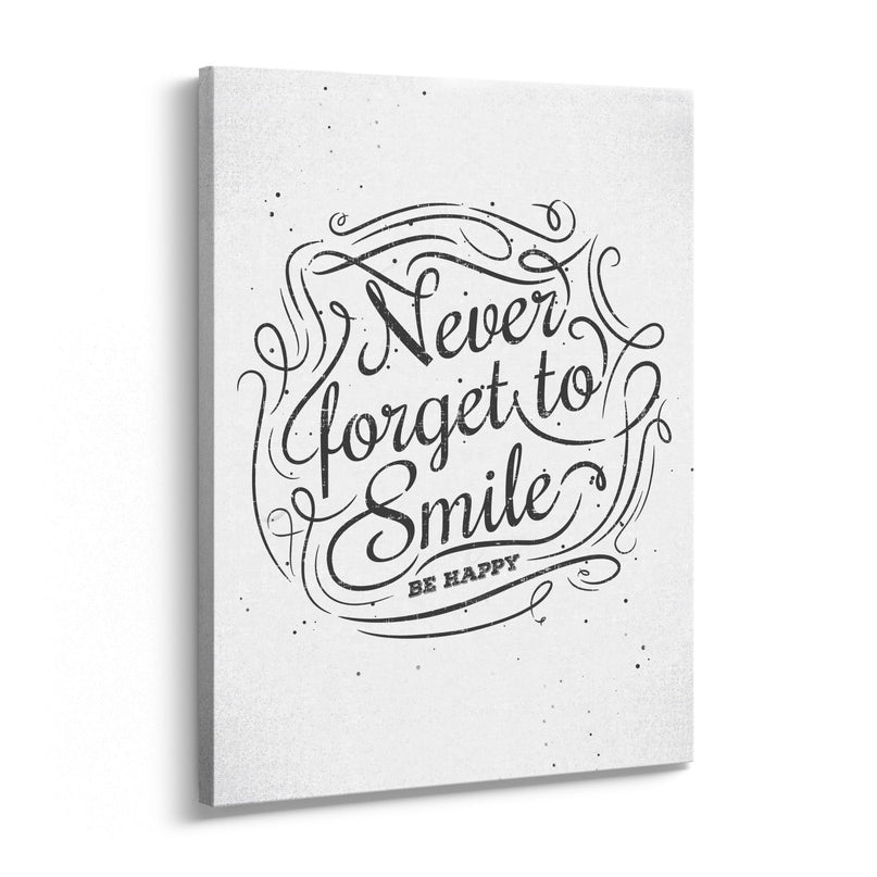 Never Forget to Smile Vintage Script Canvas