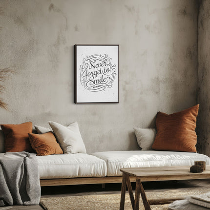 Never Forget to Smile Vintage Script Canvas