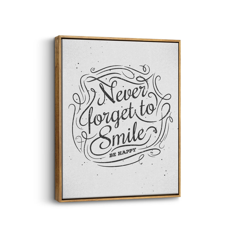 Never Forget to Smile Vintage Script Canvas