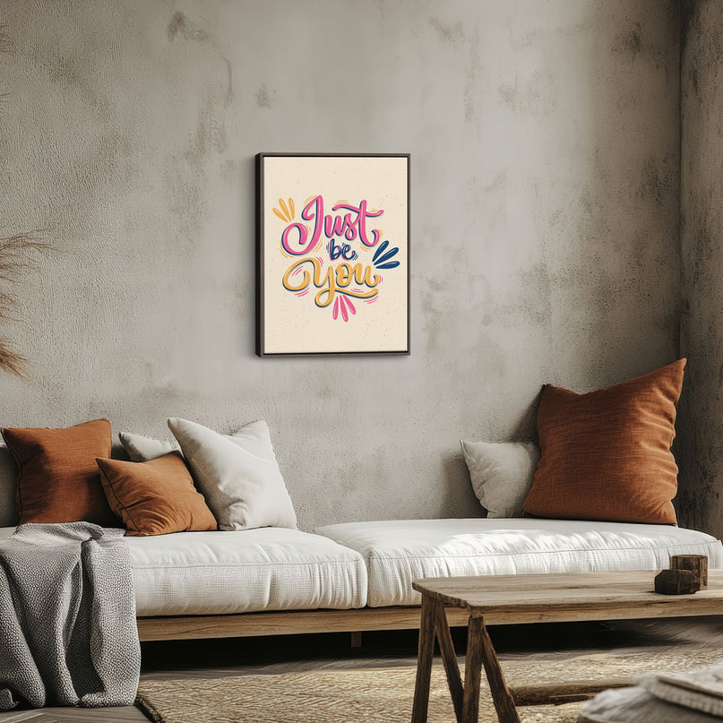 Just Be You Colourful Script Canvas