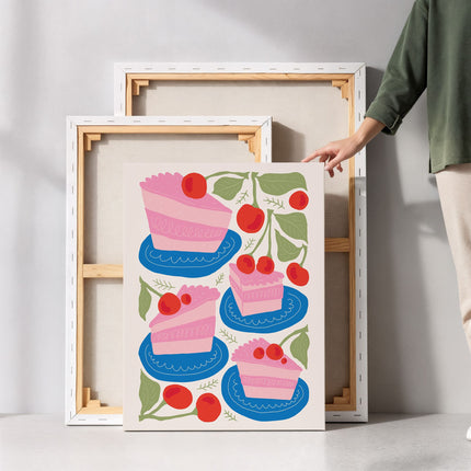 Cherry Cake Slice Canvas Art Print