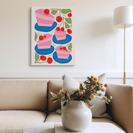 Cherry Cake Slice Canvas Art Print