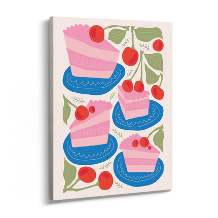 Cherry Cake Slice Canvas Art Print