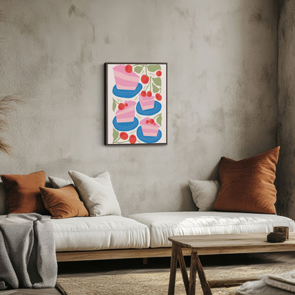 Cherry Cake Slice Canvas Art Print