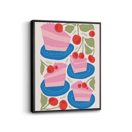 Cherry Cake Slice Canvas Art Print