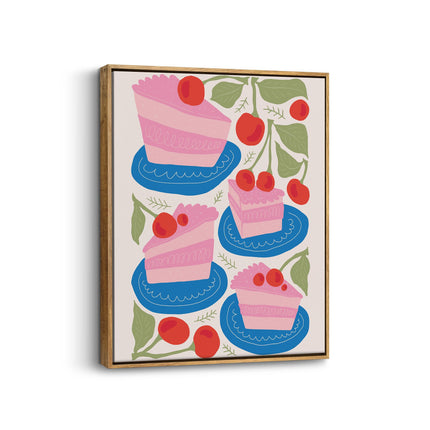 Cherry Cake Slice Canvas Art Print