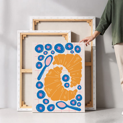Croissant and Blueberry Breakfast Canvas Art Print