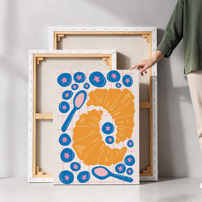 Croissant and Blueberry Breakfast Canvas Art Print