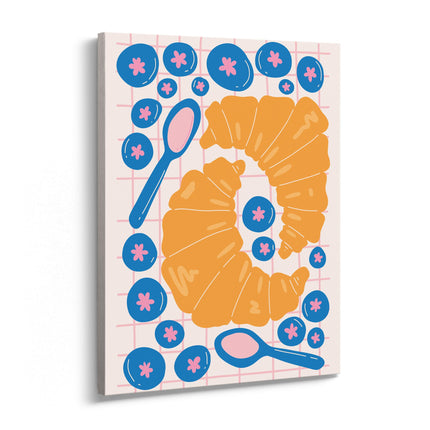 Croissant and Blueberry Breakfast Canvas Art Print