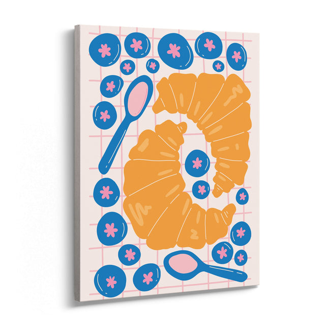 Croissant and Blueberry Breakfast Canvas Art Print