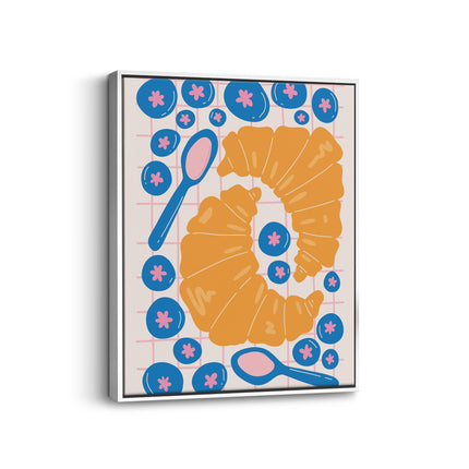 Croissant and Blueberry Breakfast Canvas Art Print