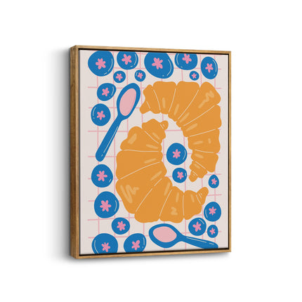 Croissant and Blueberry Breakfast Canvas Art Print