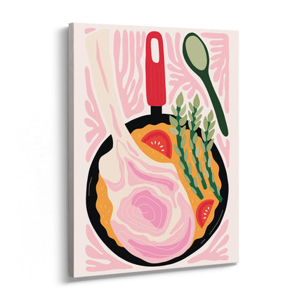 Modern Breakfast Plate Canvas Art Print with Asparagus
