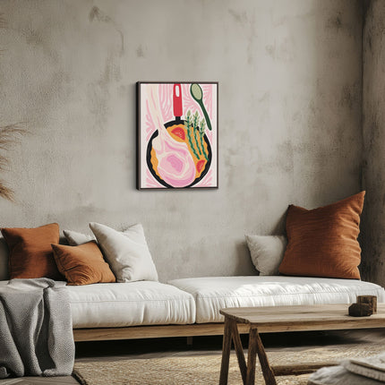 Modern Breakfast Plate Canvas Art Print with Asparagus