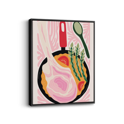 Modern Breakfast Plate Canvas Art Print with Asparagus