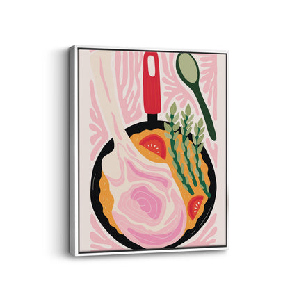 Modern Breakfast Plate Canvas Art Print with Asparagus