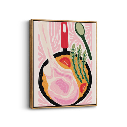 Modern Breakfast Plate Canvas Art Print with Asparagus