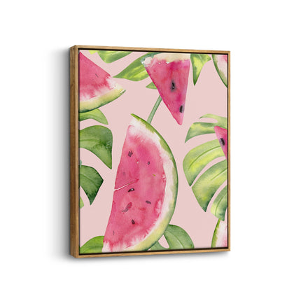 Watermelon & Monstera Tropical Watercolour Canvas