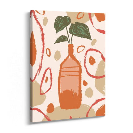 Abstract Vase and Leaves Modern Canvas Art