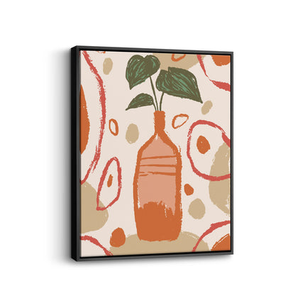 Abstract Vase and Leaves Modern Canvas Art