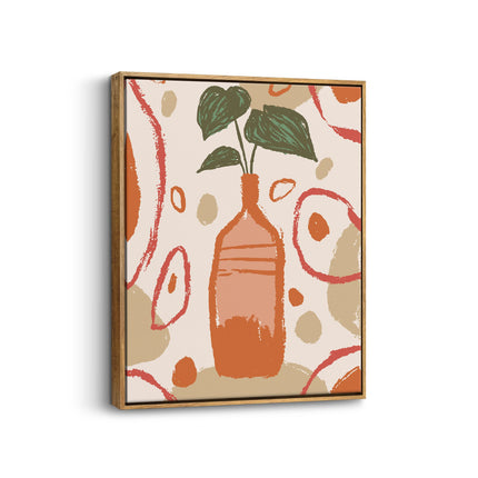 Abstract Vase and Leaves Modern Canvas Art