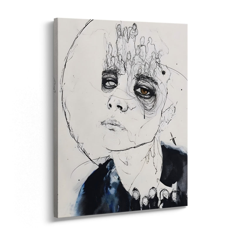Abstract Face Line Art Canvas Print