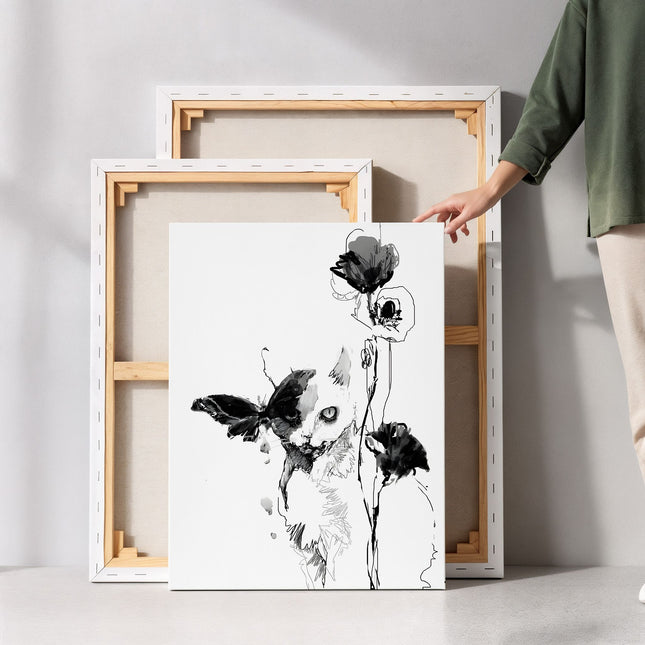 Abstract Floral Butterfly Canvas Art