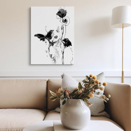 Abstract Floral Butterfly Canvas Art