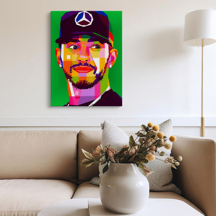 Colourful Lewis Hamilton Portrait Canvas