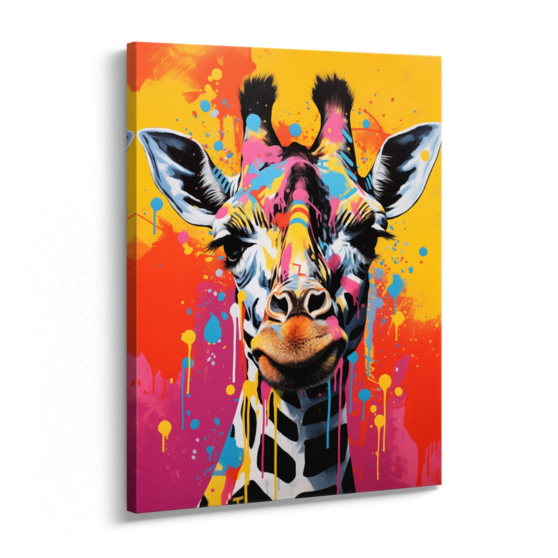 Colour Splash Giraffe Canvas Art Frame