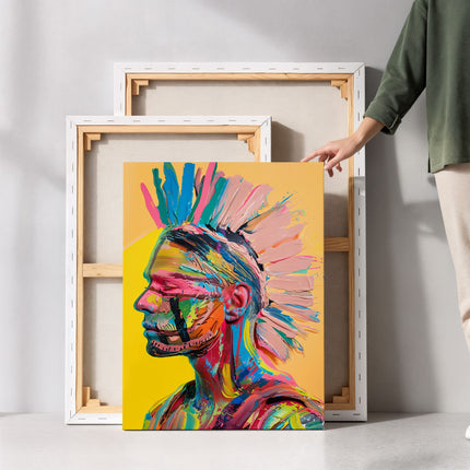 Colourful Tribal Portrait Canvas Art