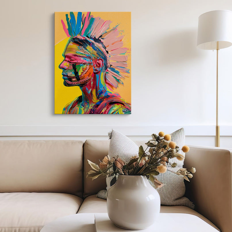 Colourful Tribal Portrait Canvas Art
