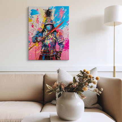 Samurai Colour Splash Canvas Art