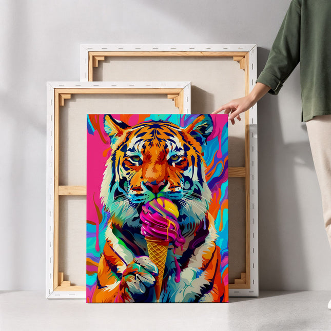 Neon Tiger Ice Cream Canvas Art