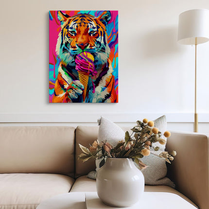 Neon Tiger Ice Cream Canvas Art