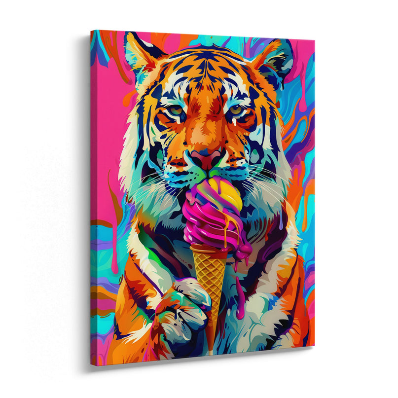 Neon Tiger Ice Cream Canvas Art