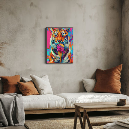 Neon Tiger Ice Cream Canvas Art