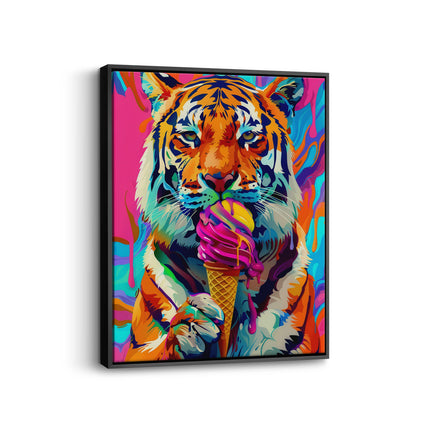 Neon Tiger Ice Cream Canvas Art
