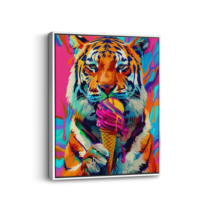 Neon Tiger Ice Cream Canvas Art