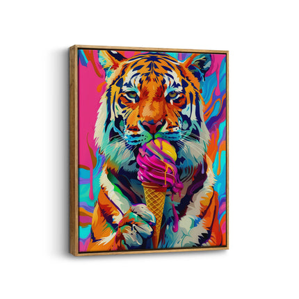 Neon Tiger Ice Cream Canvas Art