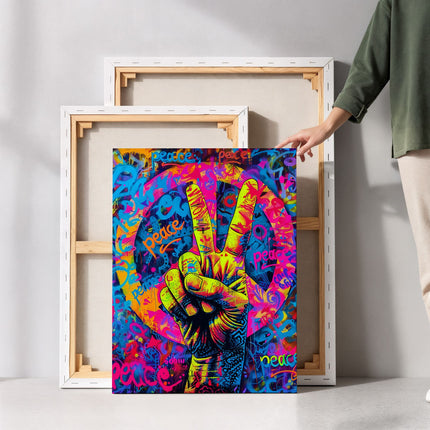 Peace Sign Graffiti Canvas Art