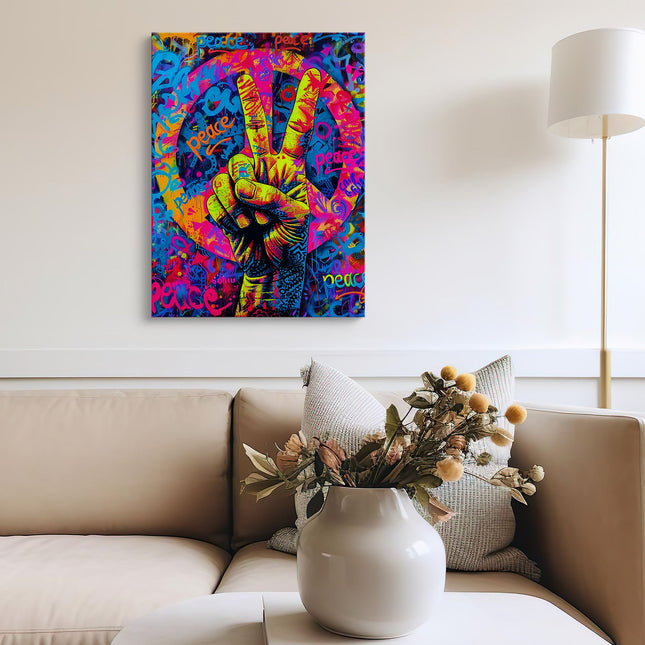 Peace Sign Graffiti Canvas Art