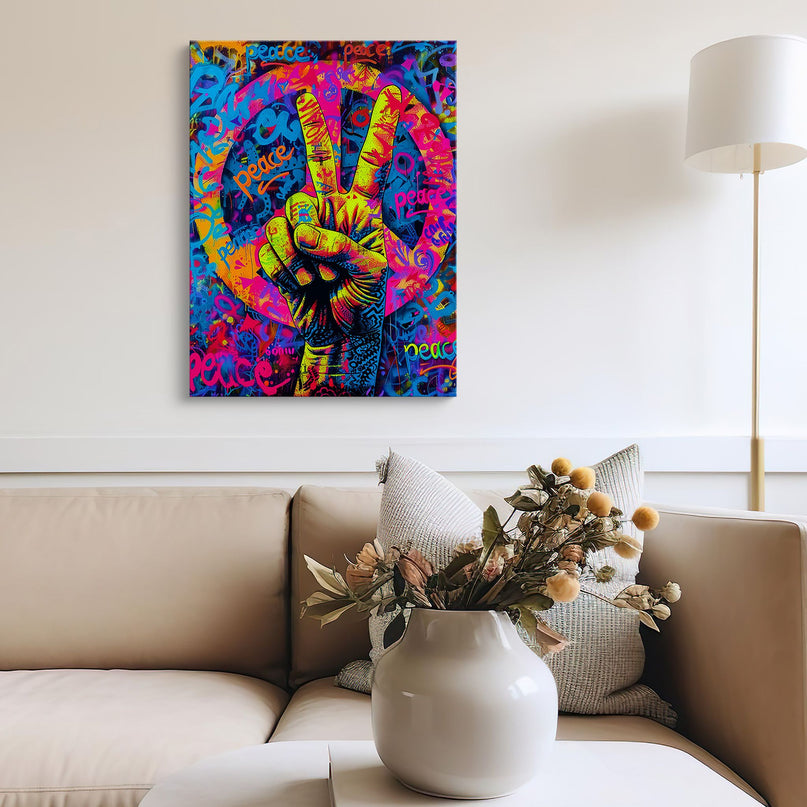 Peace Sign Graffiti Canvas Art