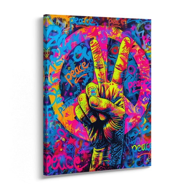 Peace Sign Graffiti Canvas Art