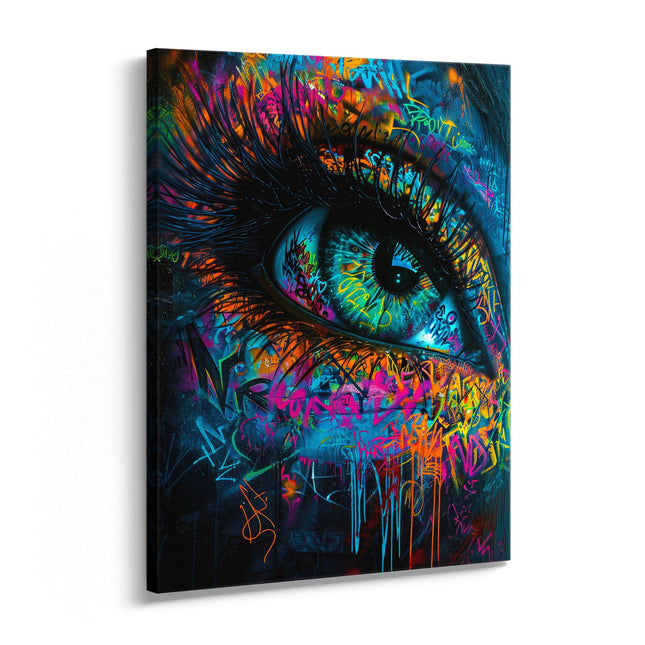 Neon Gaze Abstract Eye Canvas Art Frame