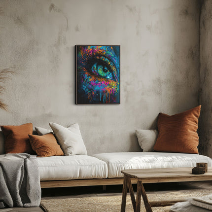 Neon Gaze Abstract Eye Canvas Art Frame