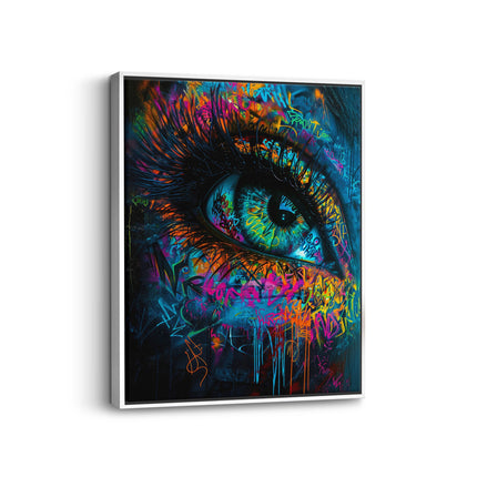 Neon Gaze Abstract Eye Canvas Art Frame